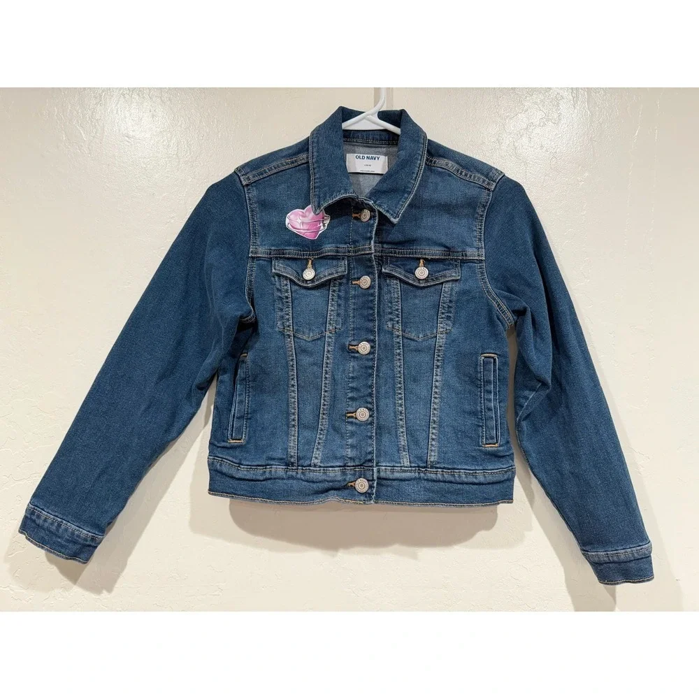 Old Navy Girls Swiftie Denim Jacket Blue Taylor Swift Fan Graphic Large 10-12